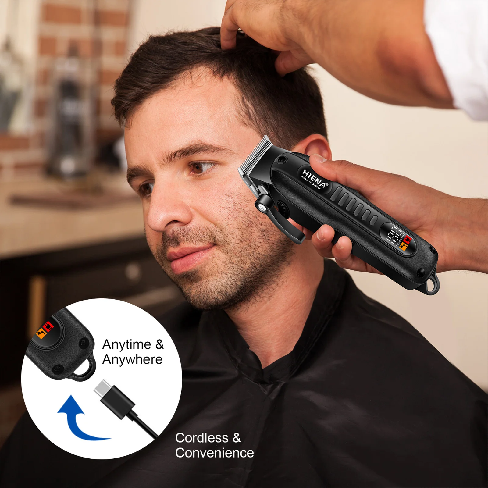 HIENA Hair Clippers 1200mah Powerful Battery Electric hair Trimmer Professional barber hair cutting machine Cordless clippers 2