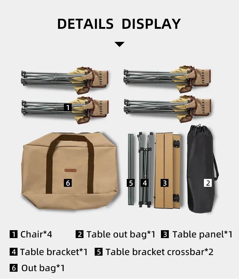 4 pcs Chair and 1 pcs Table Outdoor Aluminum Alloy Folding Table and Chair Set Camping Picnic Portable Supplies 15 4 pcs Chair and 1 pcs Table Outdoor Aluminum Alloy Folding Table and Chair Set Camping Picnic Portable Supplies 9