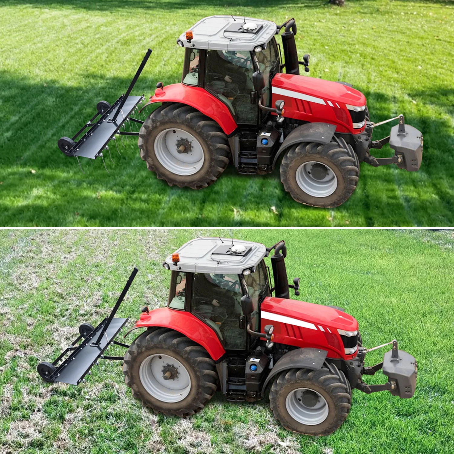 Spring Steel Grass Comber 40 Inches 3 Turns Of T4.5*200Mm*20 Teeth (With M8 Bolts) With Rubber Material 8-Inch Solid Wheel