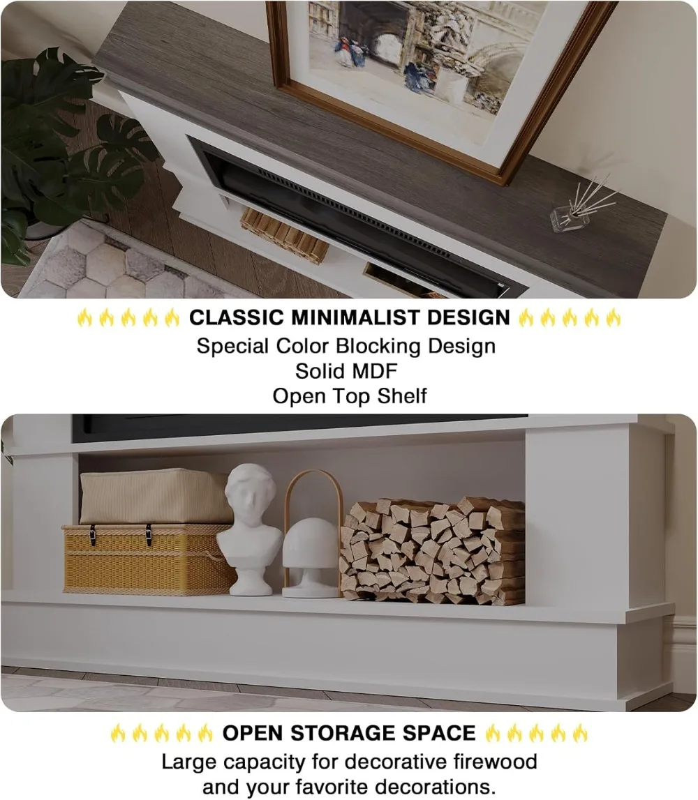 30" Freestanding Electric Fireplace Heater with Mantel, 12 Flame Colors, 1500W for Living Room