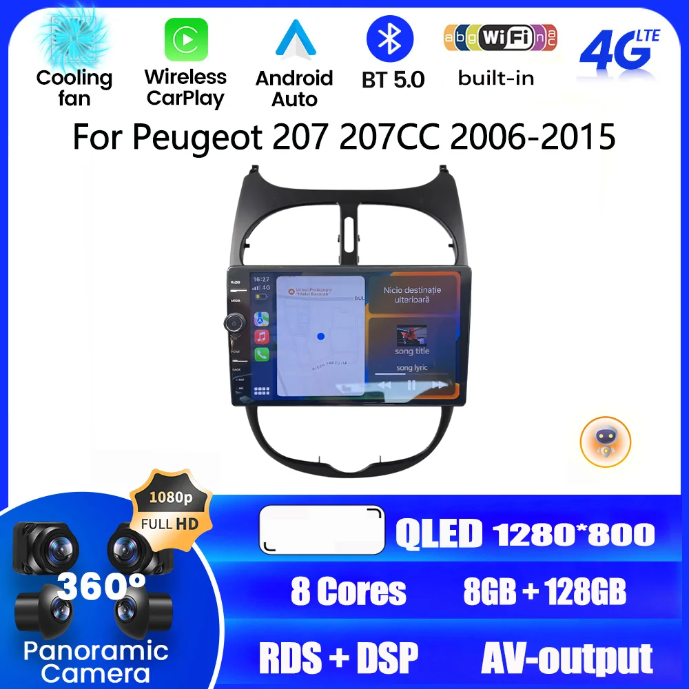 RADIO GPS ANDROID 8 PARA PEUGEOT 206 00–16