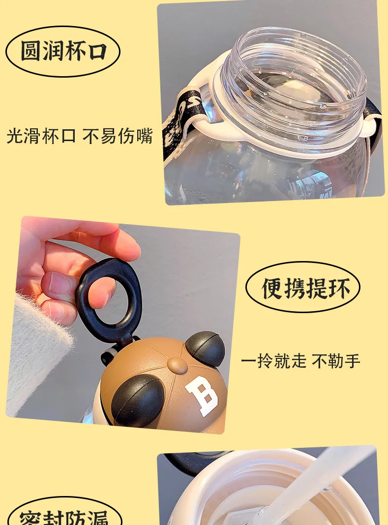 Cute Bear Water Bottle For School 650Ml Transparent 15 Cute Bear Water Bottle For School 650Ml Transparent