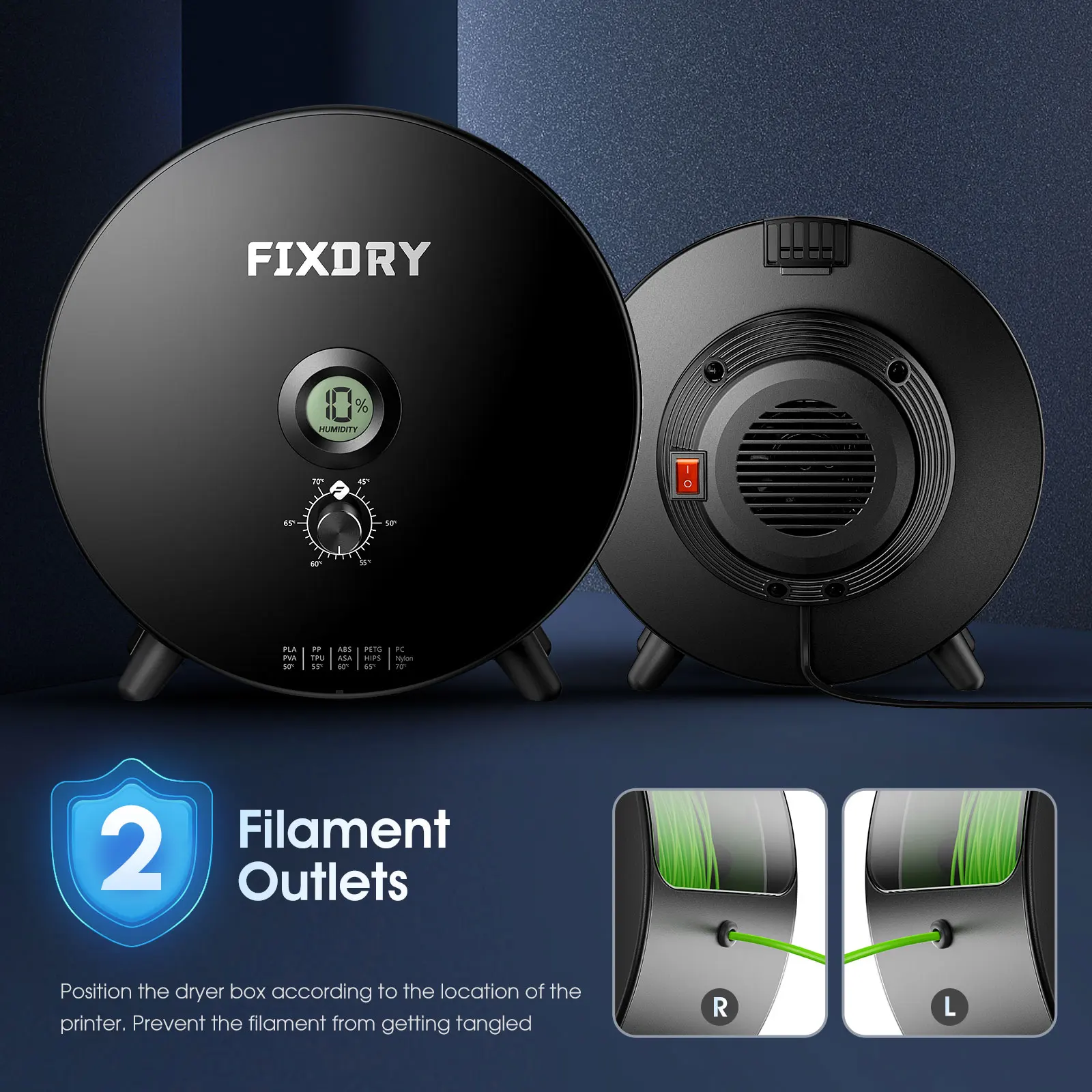 FIXDRY 3D Printer Filament Dry Box Filament Dryer With Fan Compatible