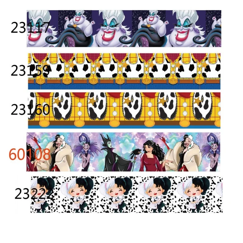 

10yards Halloween Disney Villain Toy Story Cartoon Grosgrain Ribbon for Bows Sewing Accessories DIY Craft Materials