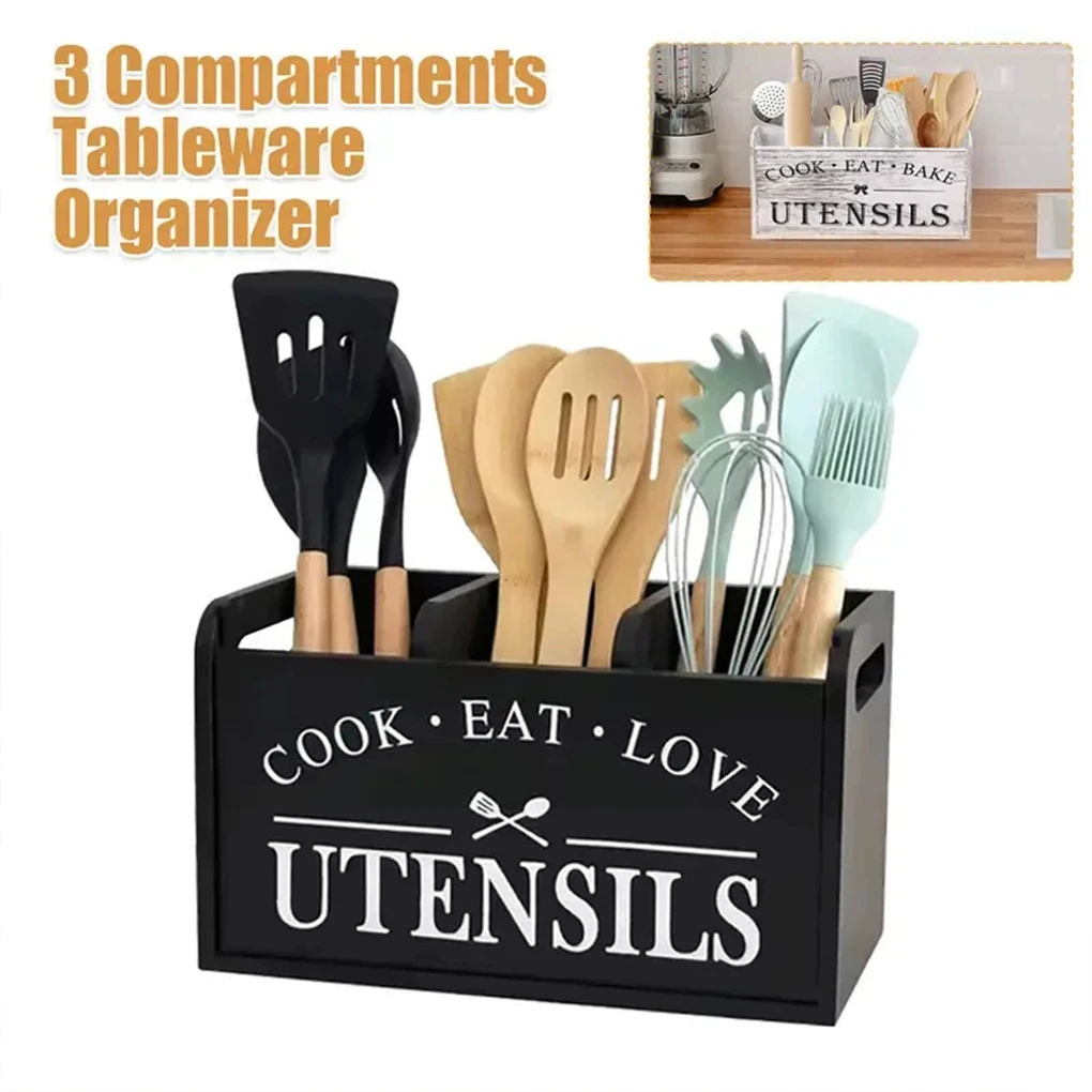 Wooden Storage Rack For Baking Utensils Move Around Countertops With Ease For Kitchen Hopsticks Spoon Storage Box Widely Used 3