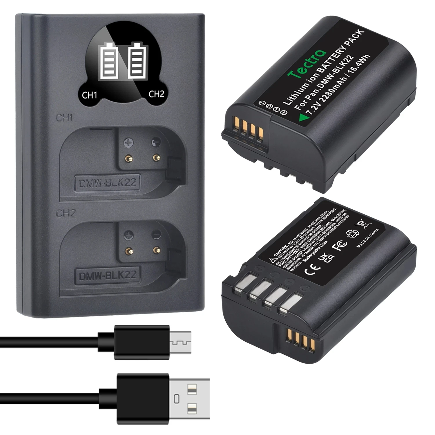 Bateria e Carregador Duplo para Panasonic Lumix Dc-s5 ii Dc-s5 Iix Gh5 ii Gh6 S5ii S5iix S5m2 S5m2x Gh5m2 2280mah Dc-s5