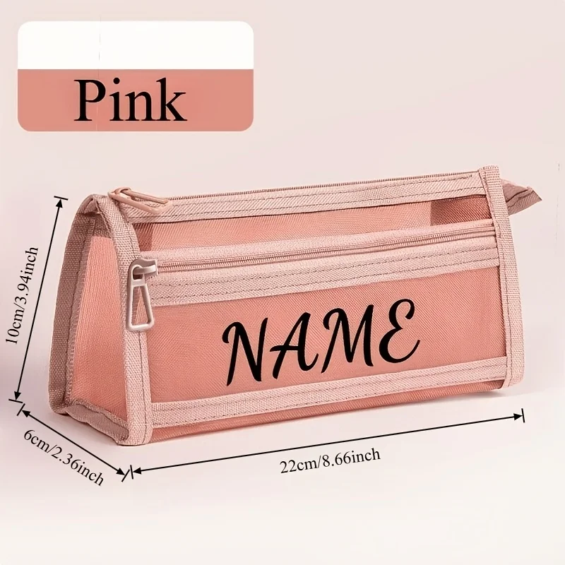 Personalized Transparent Grid-Design Pencil Case - Random Styles, Essential for Exams & Student Stationery