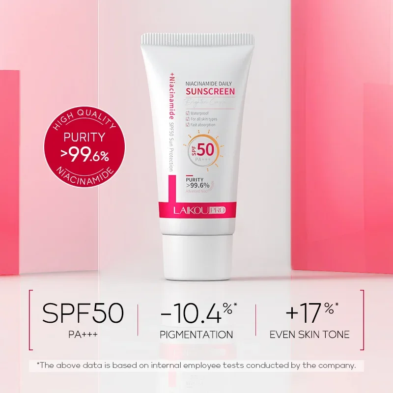 LAIKOU Niacinamide Sunscreen Facial Body Solar Sun Blocker SPF50+ Refreshing Waterproof UV Concealer Moisturizing Brightening