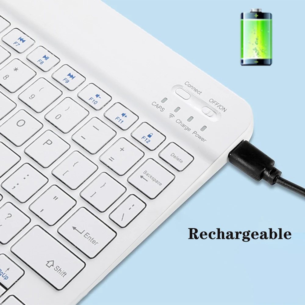 Ultra-Slim Bluetooth-Compatible Keyboard Portable Mini Wireless Keyboard Rechargeable for iPad Tablet Phone iOS Android Windows