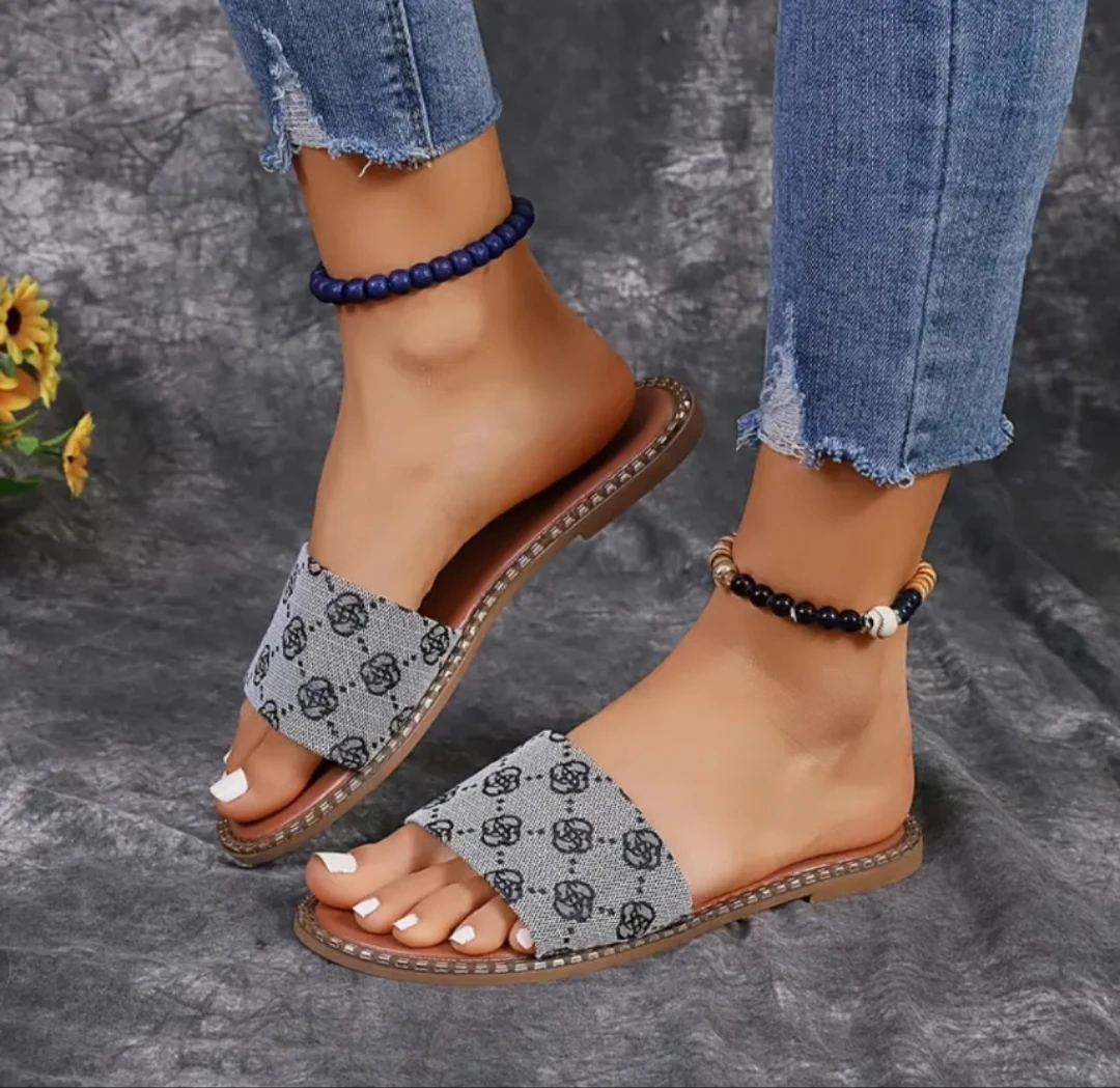 Frauen Luxus Dekor Flache Rutsche Sandalen Fashion Floral Design Sommer Casual Elegante Sexy Outdoor Büro Rutschen Slip-on 2025, mujer – Detail 4