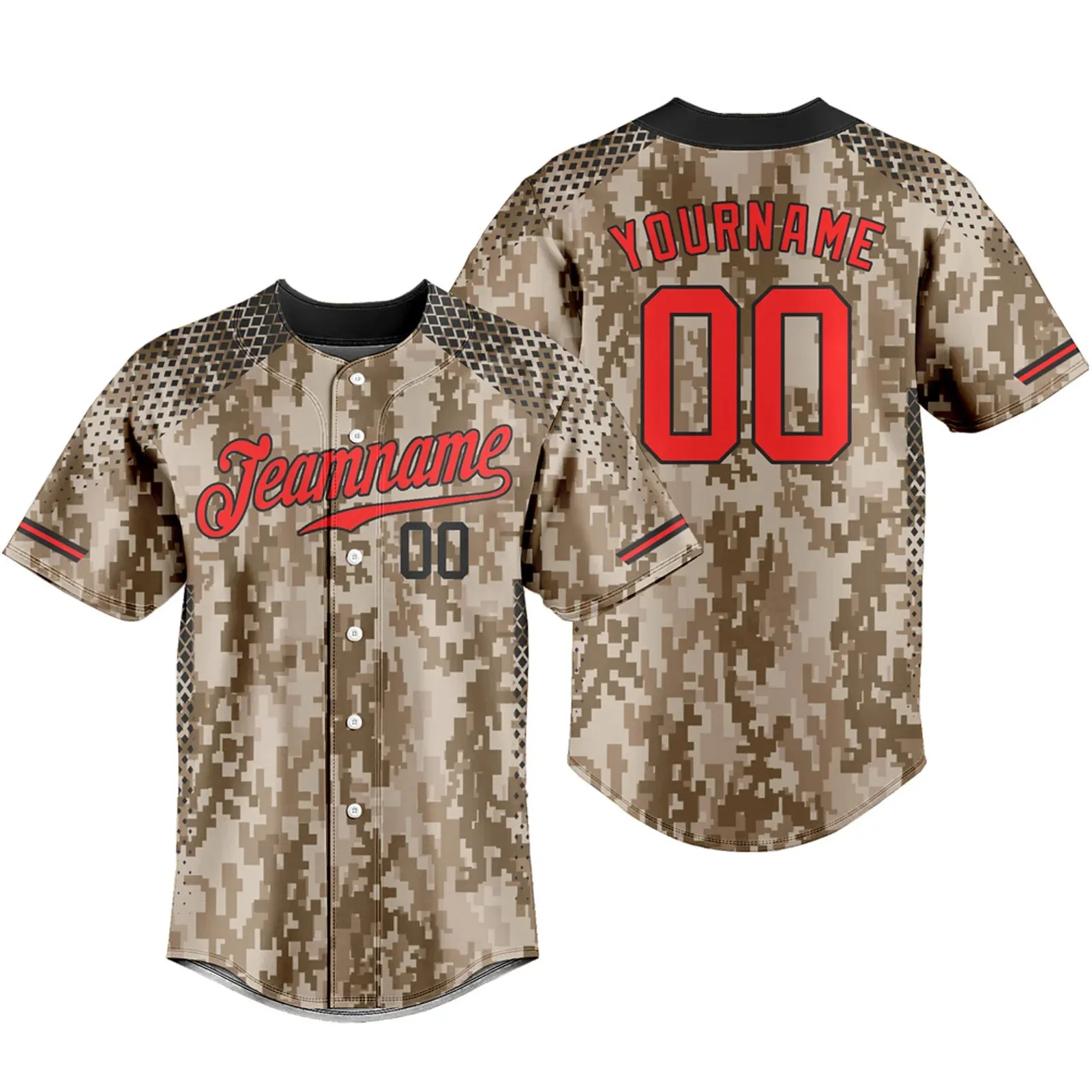 thumbnail image 1 of Camiseta de béisbol personalizada, camisetas de camuflaje, ropa deportiva transpirable, uniforme de entrenamiento para equipo, nombre del equipo personalizado, logotipo y número, 1 of 4