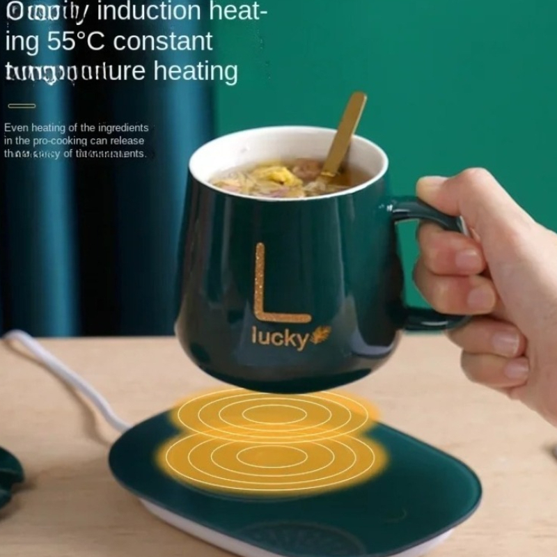 * 55 Degrees Thermostat Cup Gift Box Set Warm Ceramic Cup Mugs With Spoon And Storage Bag Set Folding Spoon For Portable Meals