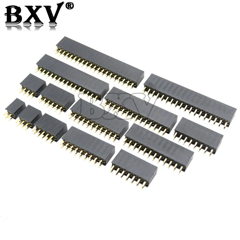 아두이노용 더블 로우 핀 암 헤더 소켓, 피치 2.54mm, 2x2p, 3 핀, 4 핀, 5 핀, 6 핀, 7 핀, 8 핀, 9 핀, 20 핀 커넥터, 10-100 개