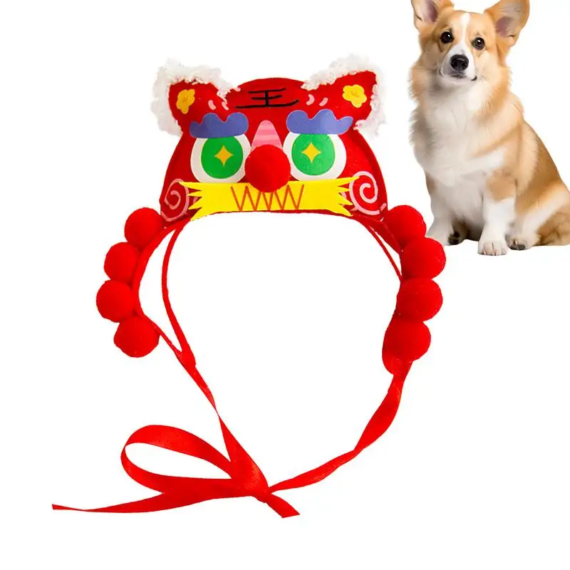 

Новогодняя шапка для собак, китайская головная уборка, головной убор для собаки, реквизит в виде дракона, яркая Весенняя шляпа для домашних животных, регулируемая, для косплея