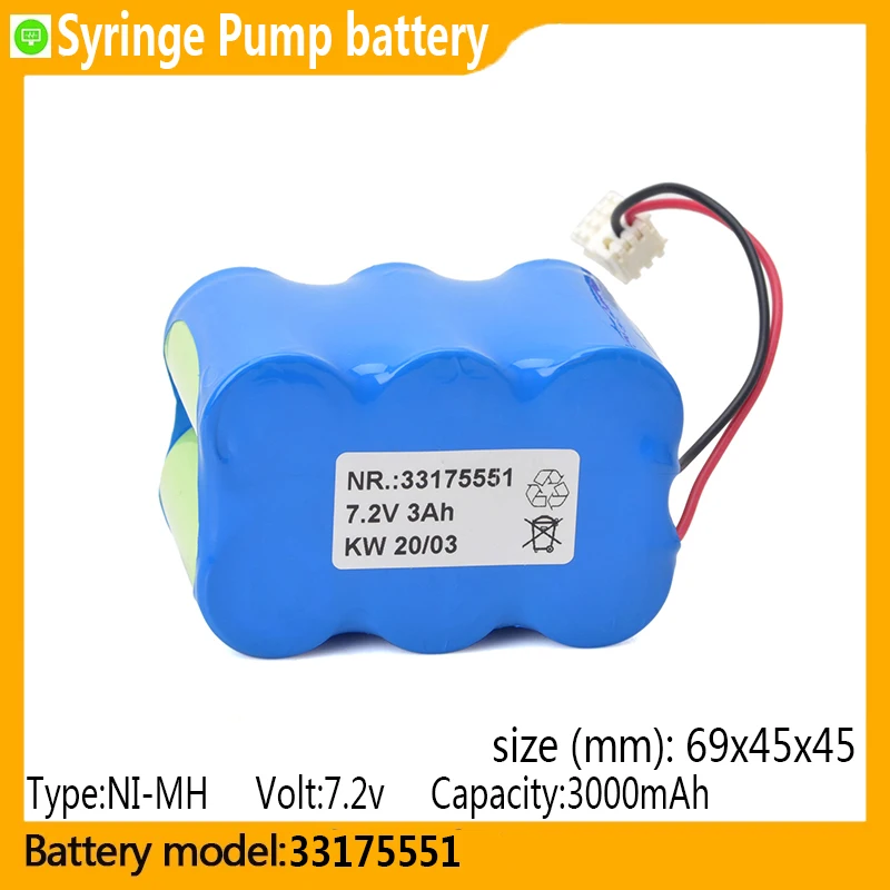 

33175551 capacity 3000mAh 7.2v NI-MH battery, suitable for 33175551,VISTA,8714827,P-600, AMED5077,Syringe Pump