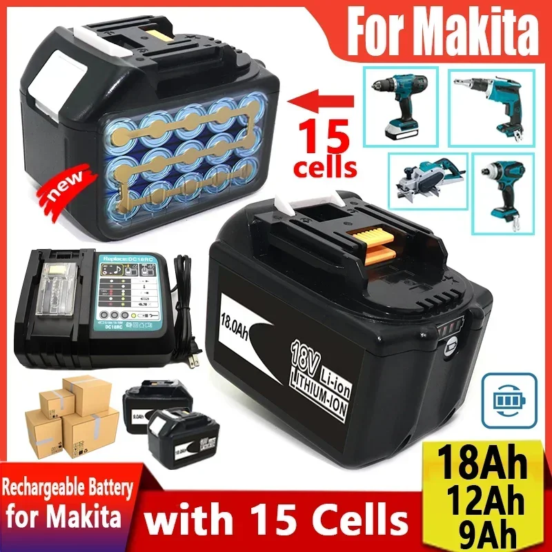 

2024 18V 9Ah Rechargeable Battery 9000mah Lithium-ion Battery Replacement Battery for MAKITA BL1880 BL1860 BL1850 BL1860B L70