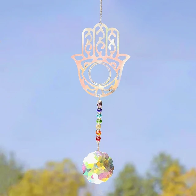 Fatima Csakra Lógó Kristály Mandala Szivárvány Napsütő Prizma Könnyű Fogó Jóga Meditációs Gyöngyök Szál Medálkert Dekoráció