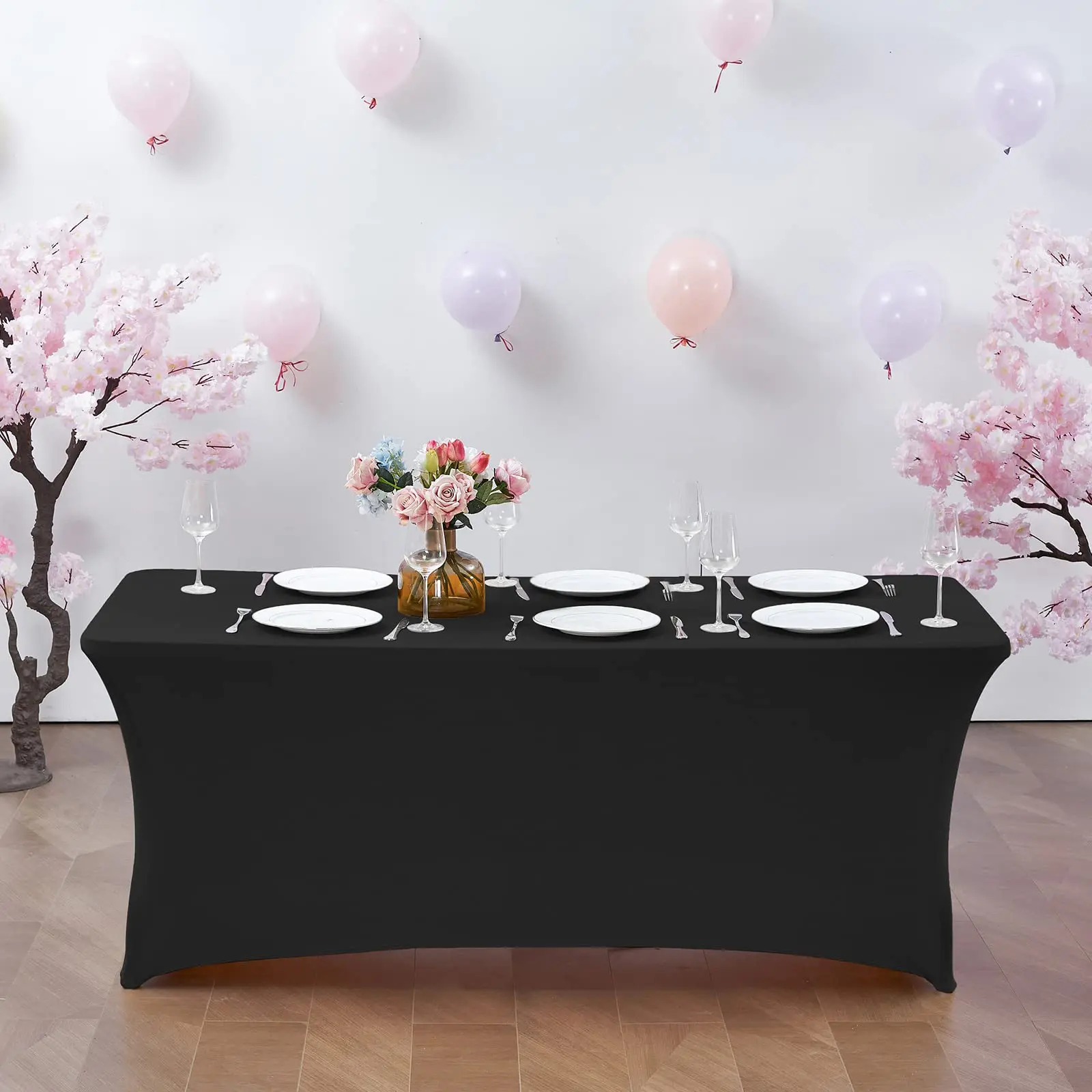 1Pc Spandex Table Cover for 6FT/4FT Table Universal Fitted Stretch Tablecloth for Party, Banquet, Wedding and Events 2