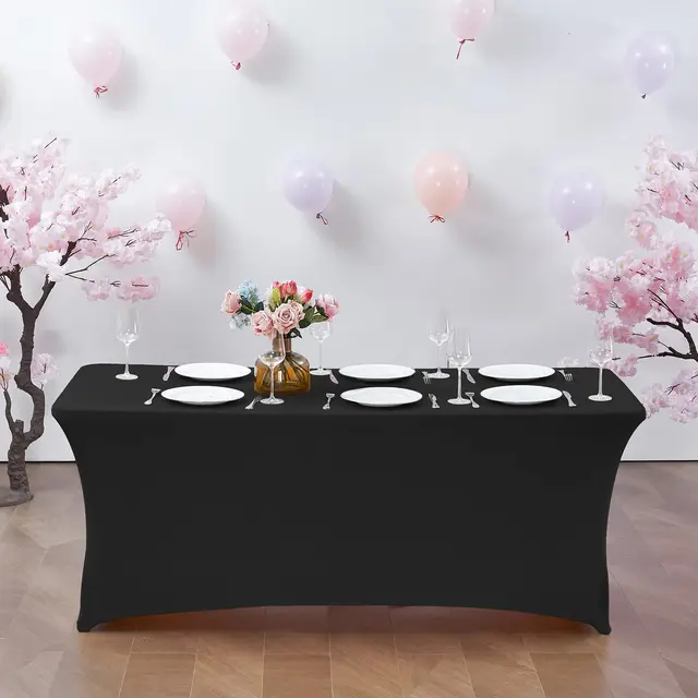 Couverture de Table en Spandex pour Table de 6 pieds/4 pieds, nappe extensible universelle ajustée pour fête, Banquet, mariage et événements, 1 pièce 2