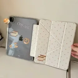 Korean Bread Full Screen Polka Dots Trifold Tablet Case - Galaxy Tab S7 FE (PKZ215)