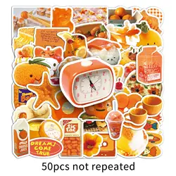 Orange INS Style Waterproof Stickers - Creative DIY Phone Cases and Stationery Decor (Pack of 50) (50pcs mixingcolor)