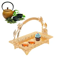 Coffee Serving Tray Elegant Vintage Style Golden Metal Decorative Serving Trays For Home Bar Cafe 2