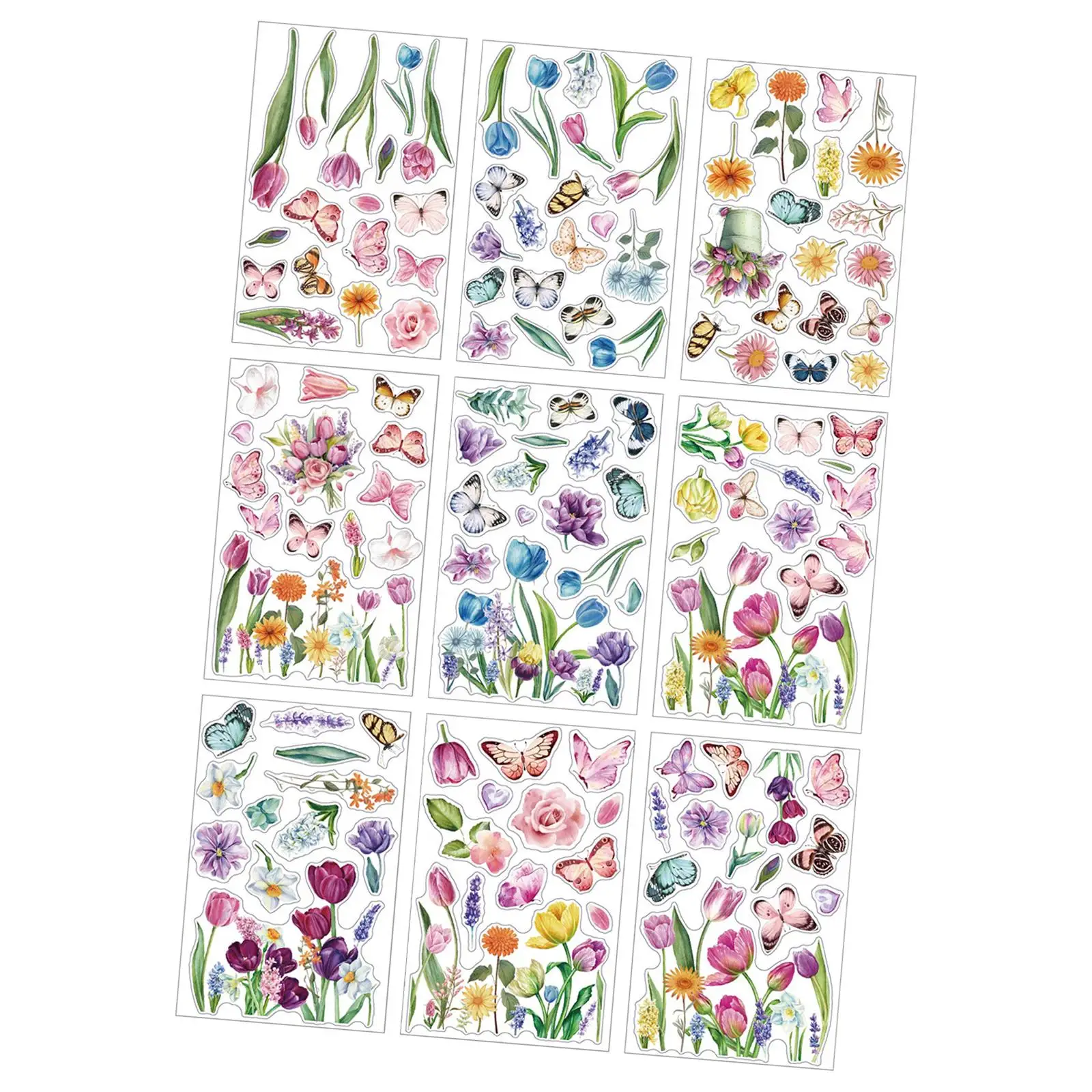 

Floral Window Clings Anti Collision 9 Sheets Decorative Double Sided Window Decals for Glass Party Bathroom Living Room Office
