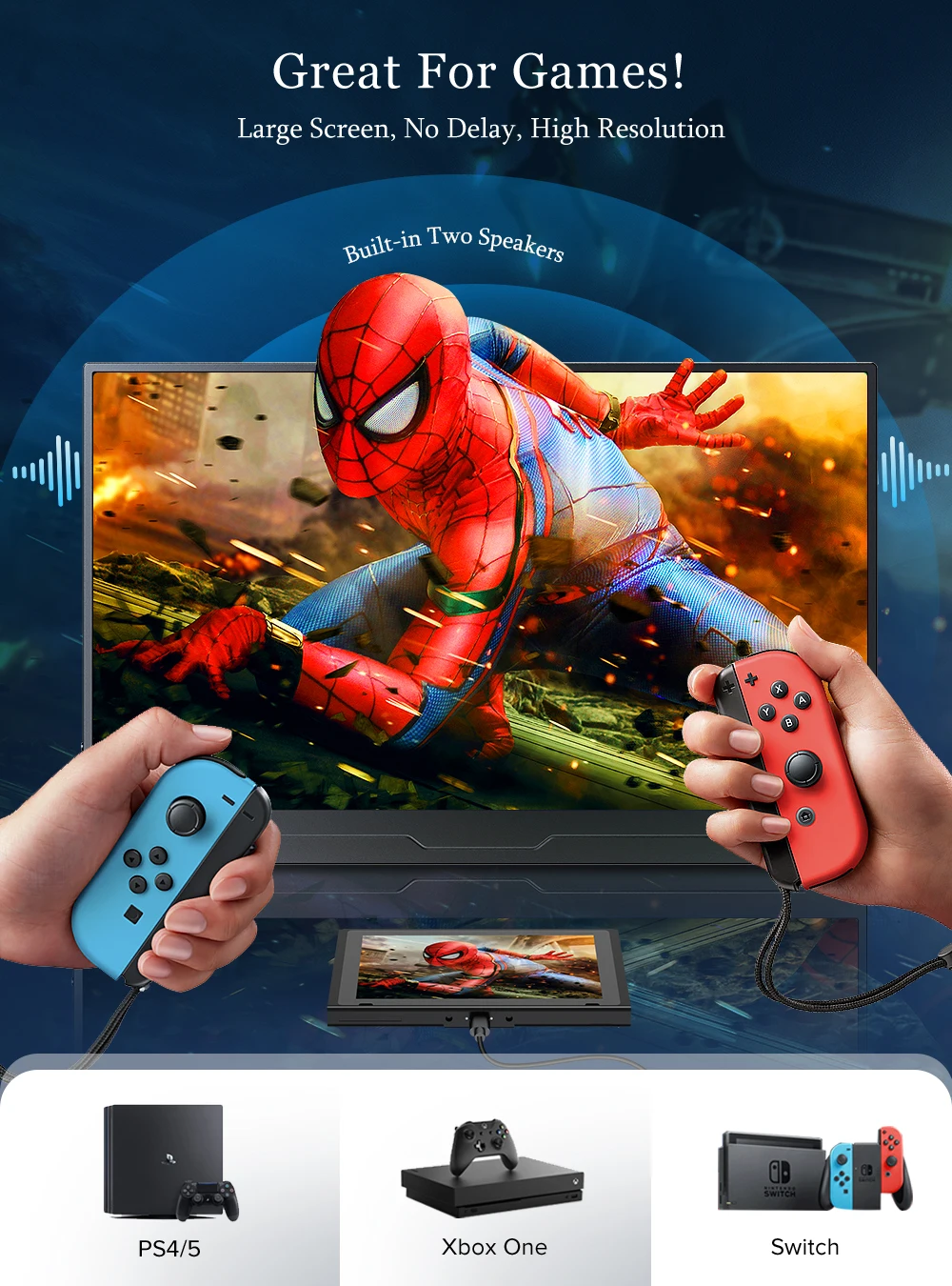 UPERFECT ޴  15.6 ġ 1080P  ȭ FHD FreeSync   USB-C ǻ ÷ Type-C HDMI Ŀ