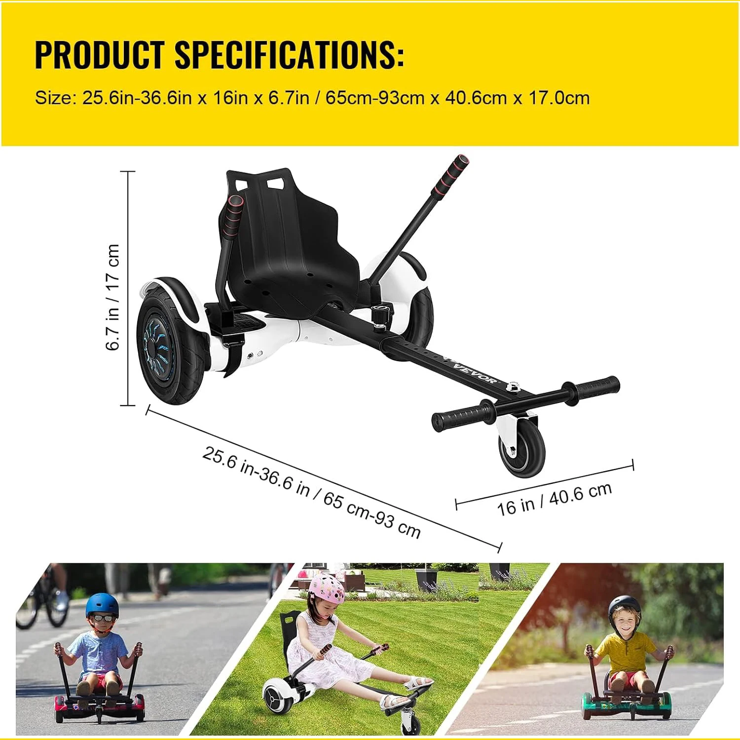 Hoverboard Seat Attachment for 6.5" 8" 10" Self Balancing Scooter Transform Your Board Into Go-Kart