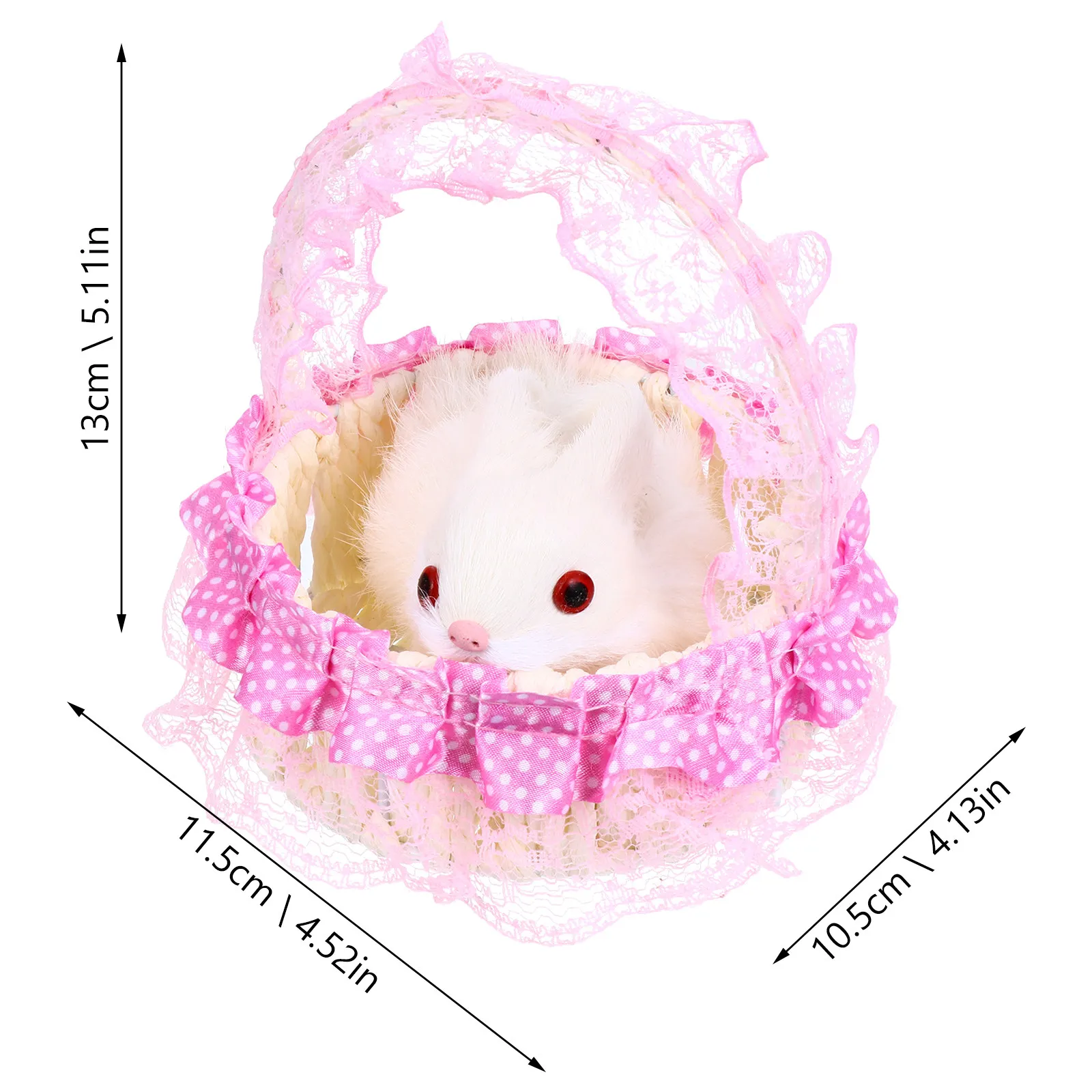 1Pcs 직조 바구니 시뮬레이션 토끼 장식품 장식 장식품 고품질 소재 고급 장인 정신 복고풍 우아함