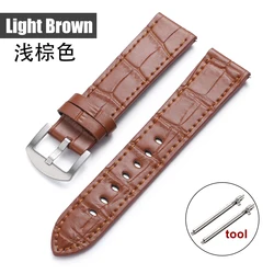 Luxury Calfskin Leather Watch Strap with Slub Pattern - Premium Universal Watchband - 22mm (Light Brown)