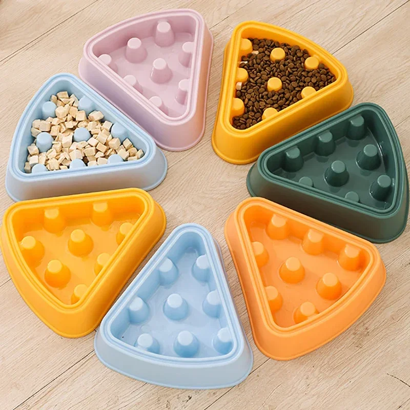 Pet Feeding Bowl Cartoon Pizza Shape Dogs Slow Food Durable Feeder Puppy Puzzle Anti-choking Non-slip Cats Bowl Pet Supplies