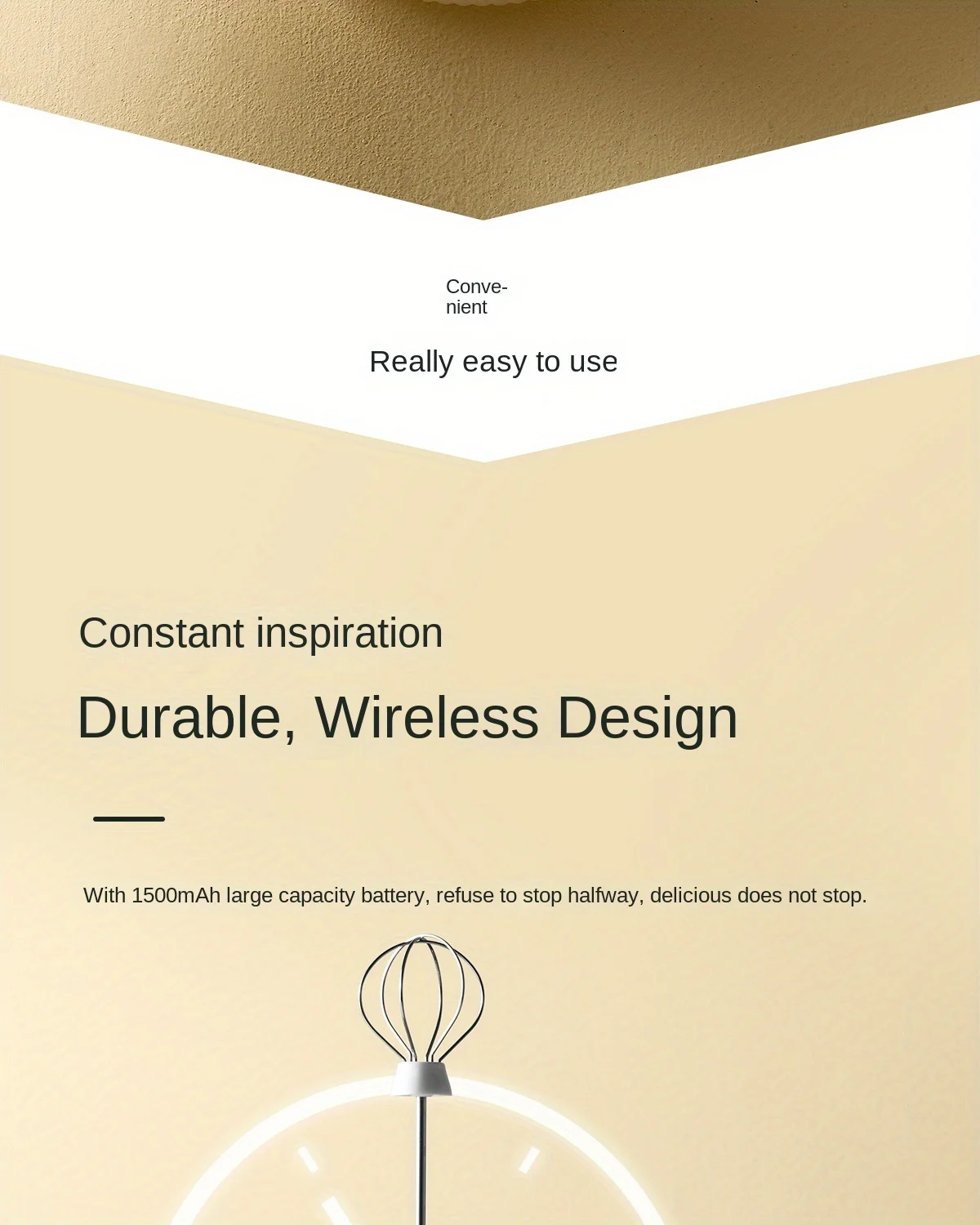 Description Picture 6 of itemMilk Frother Rechargeable Handheld Electric Whisk Coffee Frother Mixer with 3 Stainless whisks 3 Speed Adjustable Foam Maker Ble