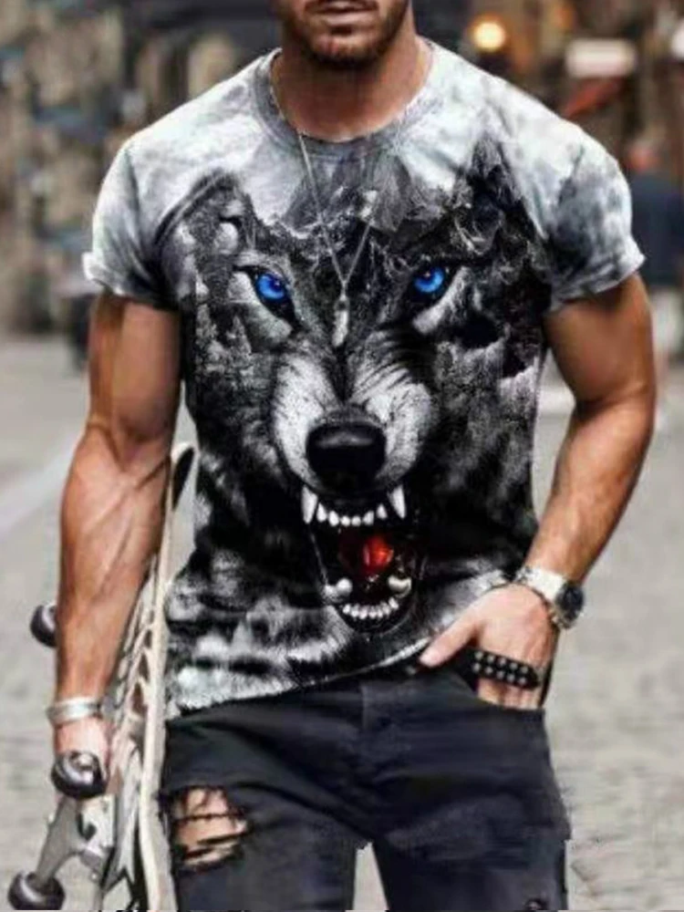 Summer Men's T-shirt Fashion Tiger  3D Shirt Casual Street Style Short-Sleeved Funny Harajuku All-match Top 6xl