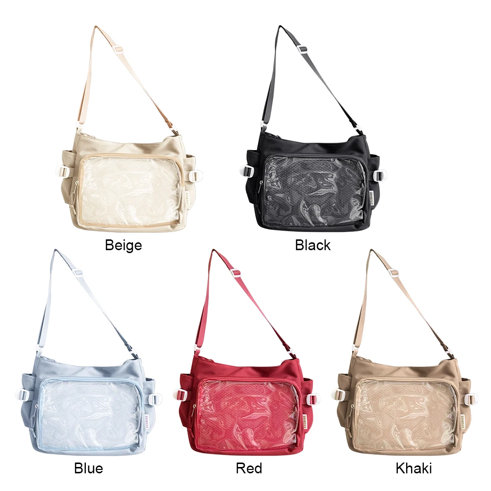 Women Y2K Ita Bag Japanese Style kawaii Shoulder Purse with Clear Window Lolita Transparent Crossbody Bag Chic Hobo Handbag