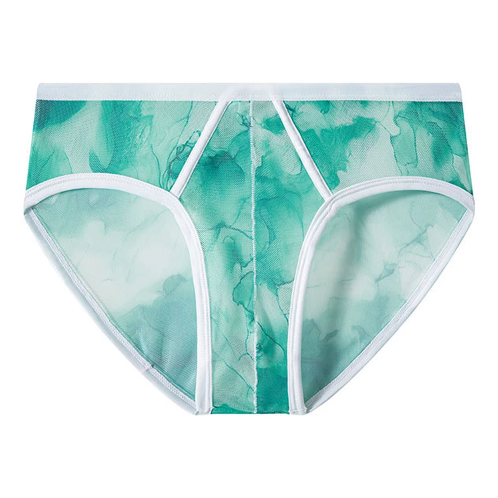 

Sexy Mens Mesh Briefs Soft Printed Panties Low Waist Underwear Comfy Breathable Knickers Quick-dry Shorts Homme Lingerie