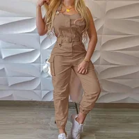 Fashion Strap Jumpsuit Women Loose Dungarees Long Rompers Summer Solid Pockets Cargo Pants Female Casual Work Out Playsuits - Image 2