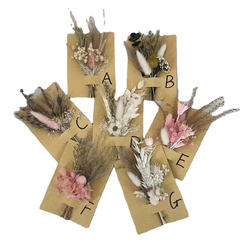 

Mini Preserved Flowers Dried Pampas Grass Bouquet Card Birthday Mother's Day Christmas Greeting Gift Cards Dry Flower Cake Decor