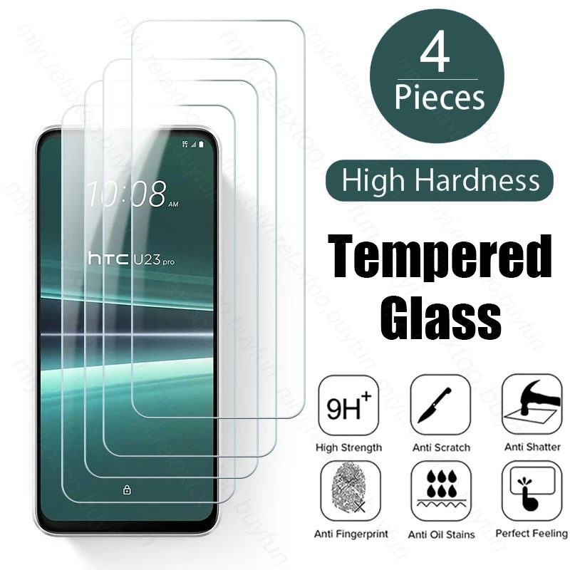 

4PCS Tempered Glass For HTC U23 Pro U23Pro U 23 23U 5G Explosion-Proof HD Screen Protector Toughened Protective Film Guard Cover