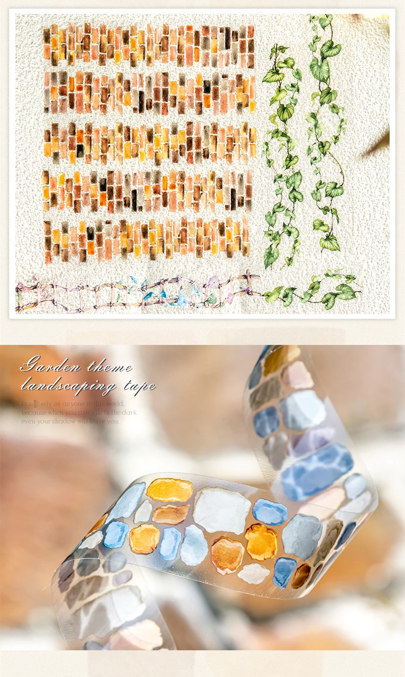Journal GO 2,5 x 200 cm PET-Klebeband Ästhetik Aufkleber Gartenweg DIY Scrapbooking Dekor Fotoalbum Collage Junk Journal Materialien – Detail 6