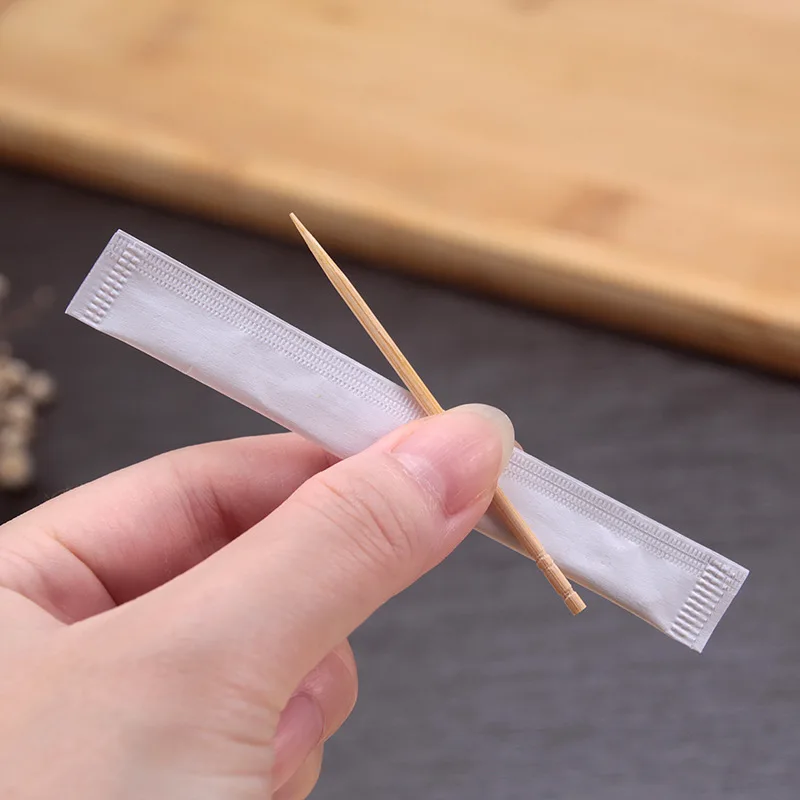 

Portable Disposable Individually Wrapped Natural Bamboo Toothpick Family Fruit Single Sharp Tooth Sticks Hotel Restaurant