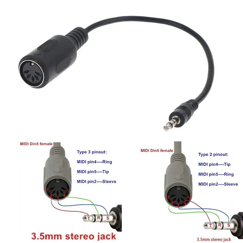 High-Quality MIDI Din 5 to 3.5mm TRS Converter Cable - Anti-Interference Audio Adapter for Studio and Musical Instruments