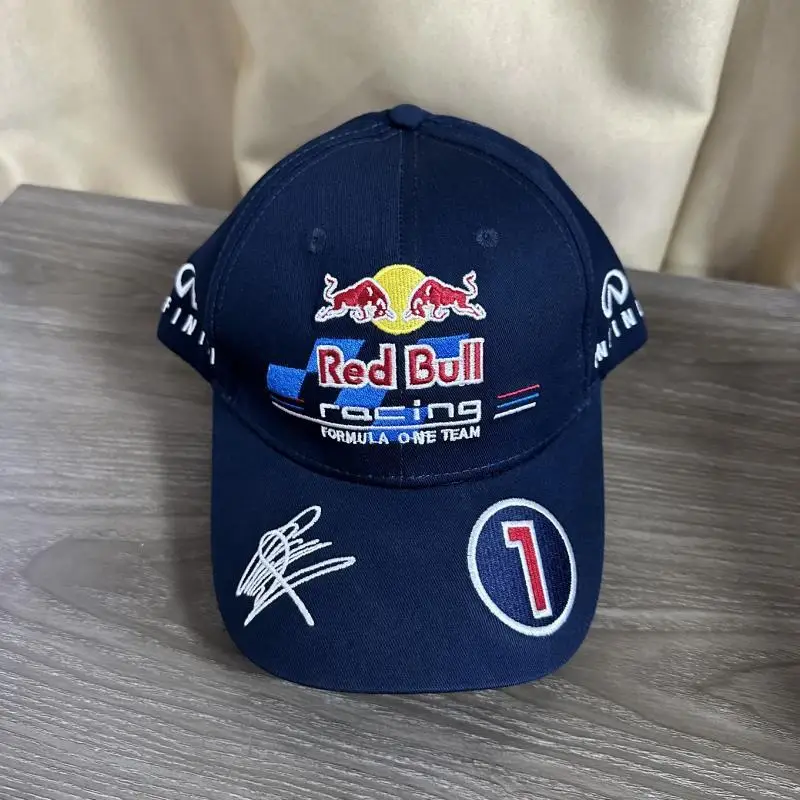 Fashionable Red Bull sports cap embroidered Red Bull baseball cap neutral golf cap outdoor sun protection Red Bull racing cap 5