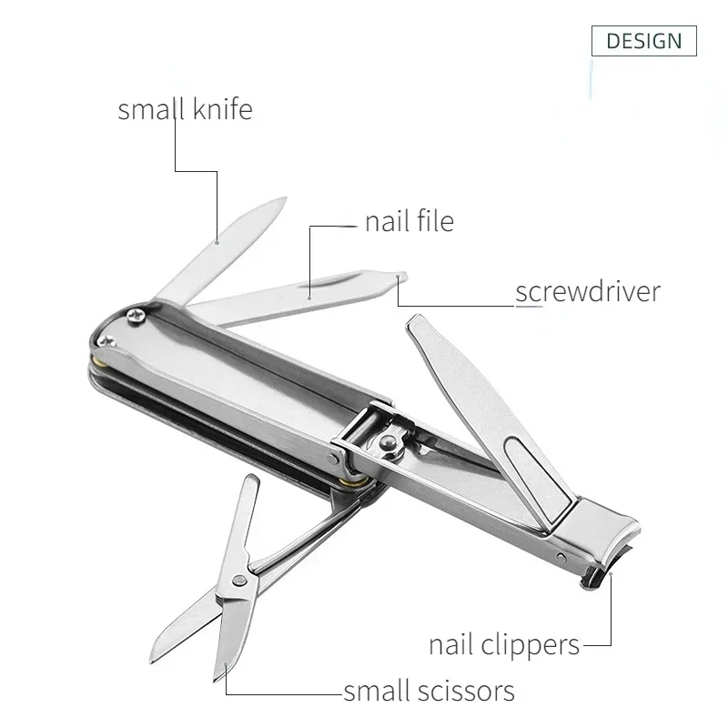 Nail Clipper Nail Clippers Stainless Steel Multifunctional Folding Nail Clipper with Scissors Knife Nail File Screwdriver 5-in-1 Tool