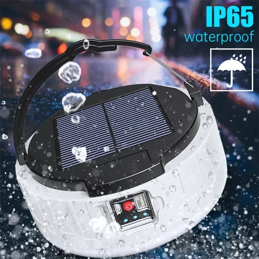 100W Newest Solar Led Camping Light Outdoor Waterproof 3 Modes Tent Lamp USB Charging Portable Lanterns Emergency Night Lights