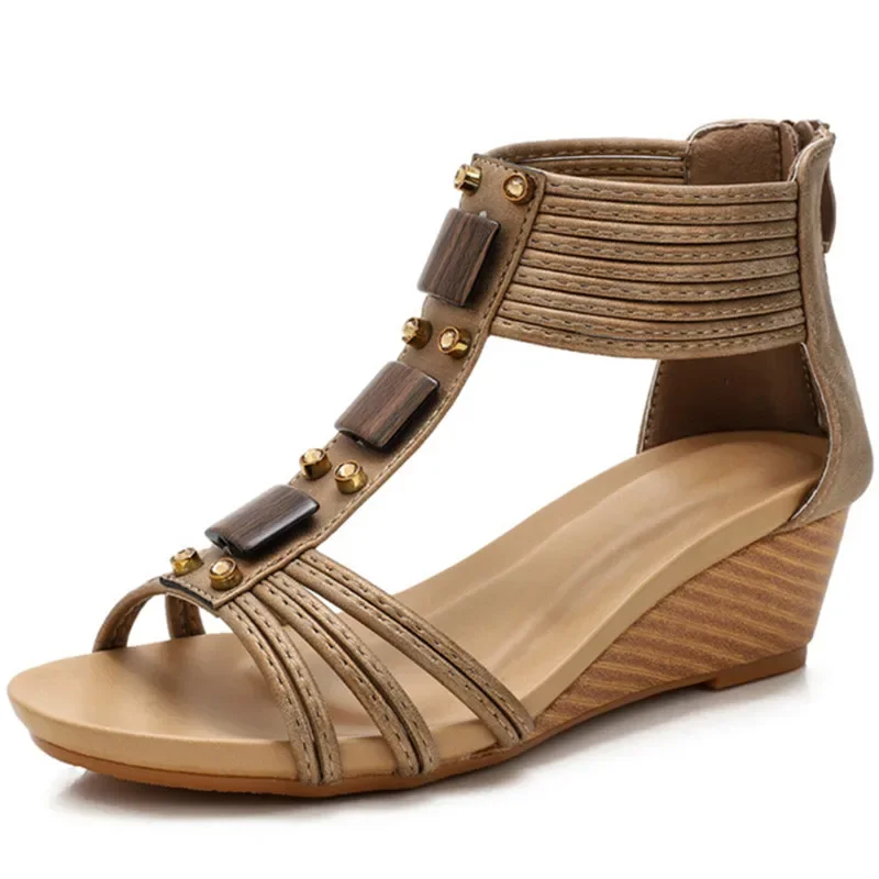 Women Zipper Sandals Ladies Open Toe Flower Wedge Back Strap Shoes Female Casual Narrow Band Fashion Sandal Summer women sandals women single shoes