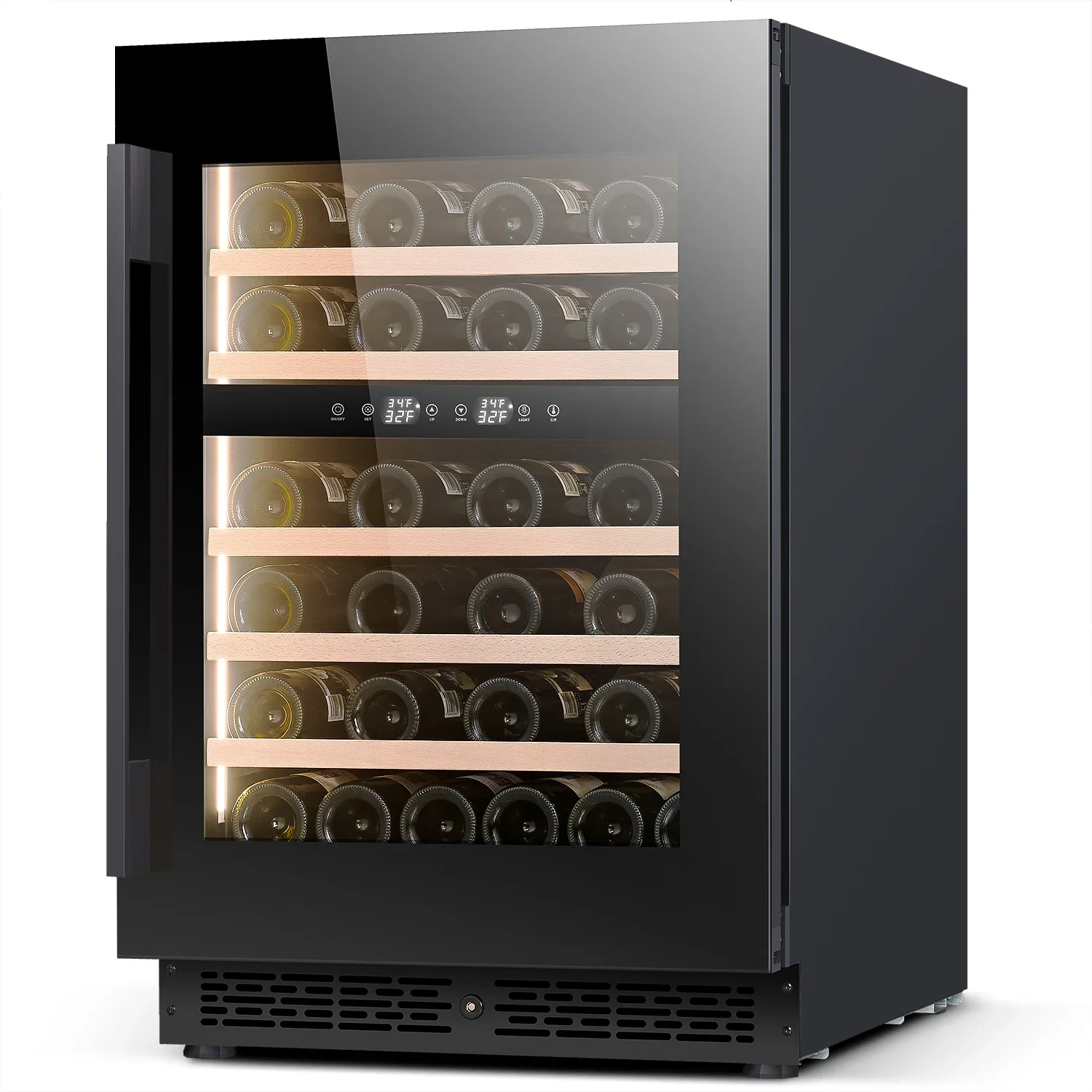 Wooden Cabinet Wine Refrigerator Glass Door Household Fridge Dual Zone Build in Wine Cooler