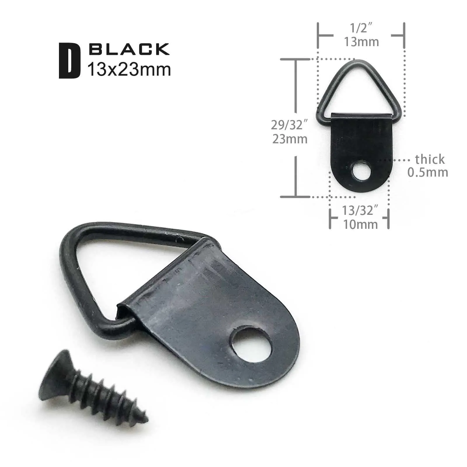 50pcs Golden Silver Black Triangle D-Ring Hanging Oil Painting Mirror Picture Frame Hanger Art Work Photo Wall Hook with screws