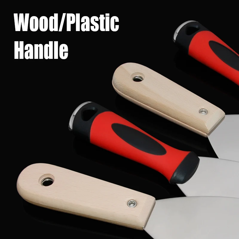 1PCS 1-6 Inch Stainless Steel Putty Knife Wood/Plastic Handle Scraper Paint Knife Decoration Wall Scraper Paint Tool