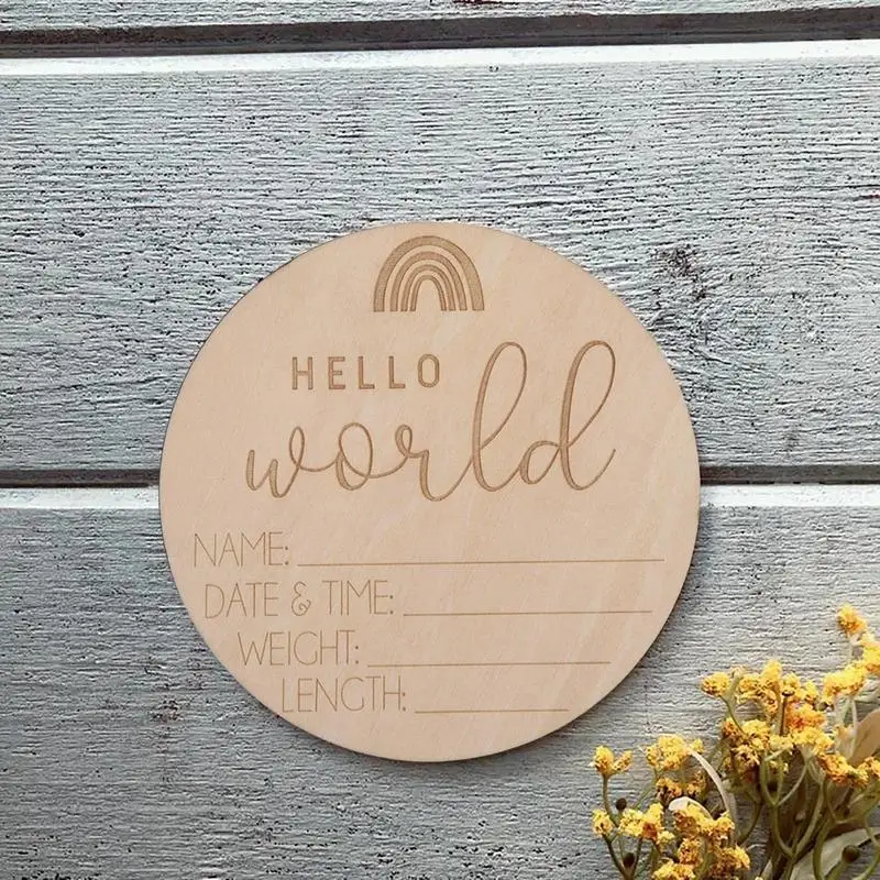 

5 шт., деревянные карты для новорожденных, с надписью «Hello World»